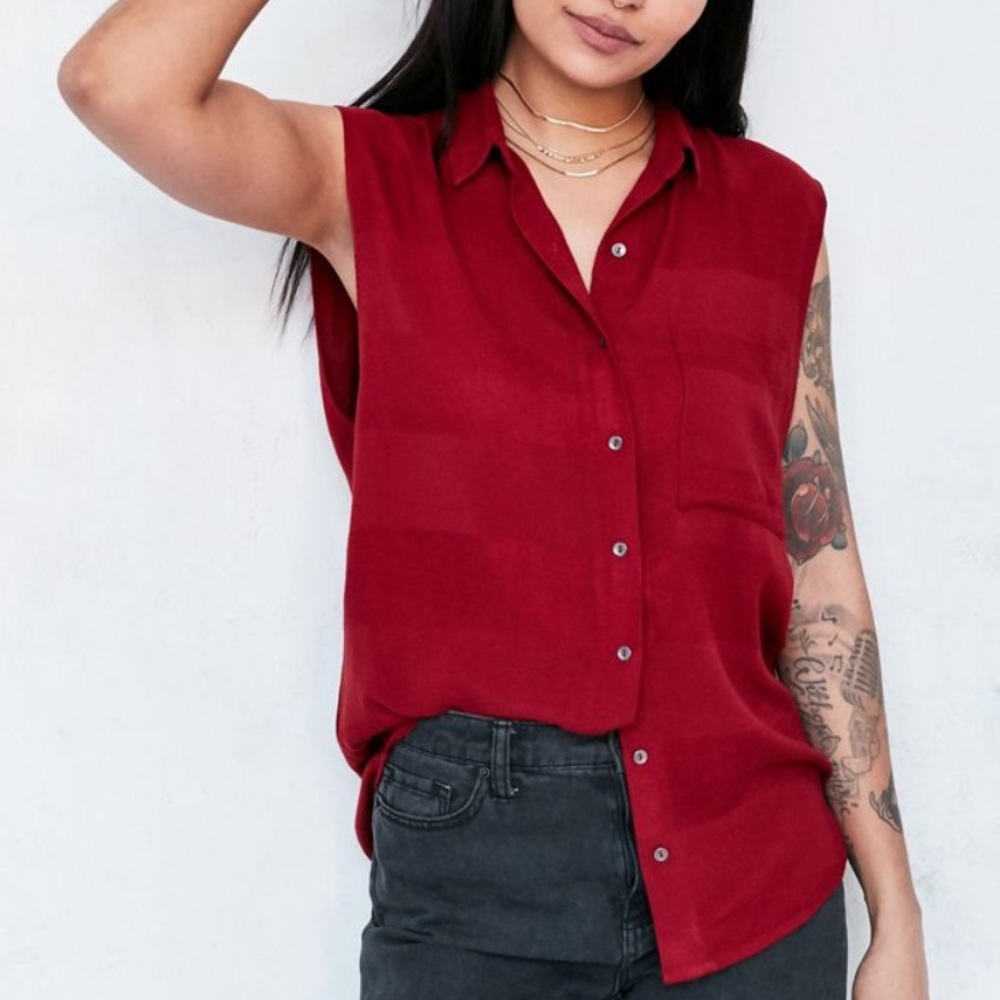 Silence And Noise Button Down Top In Pink! - image 1